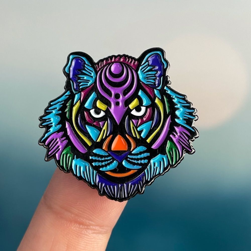 Colorful Purple Tiger Enamel Pin/ Brooch Lapel